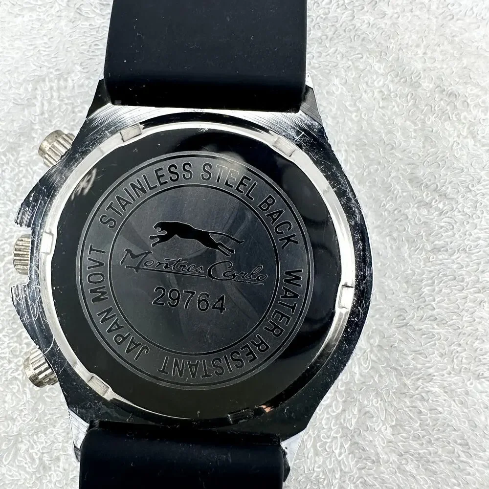 Montres Carlo MC Rhinestone Bezel Black Silicone Quartz Watch